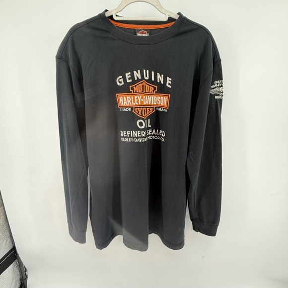 Harley Davidson Men's Large Black Long Sleeve Shirt Crew Neck Newnan, Georgia - Picture 12 of 12
